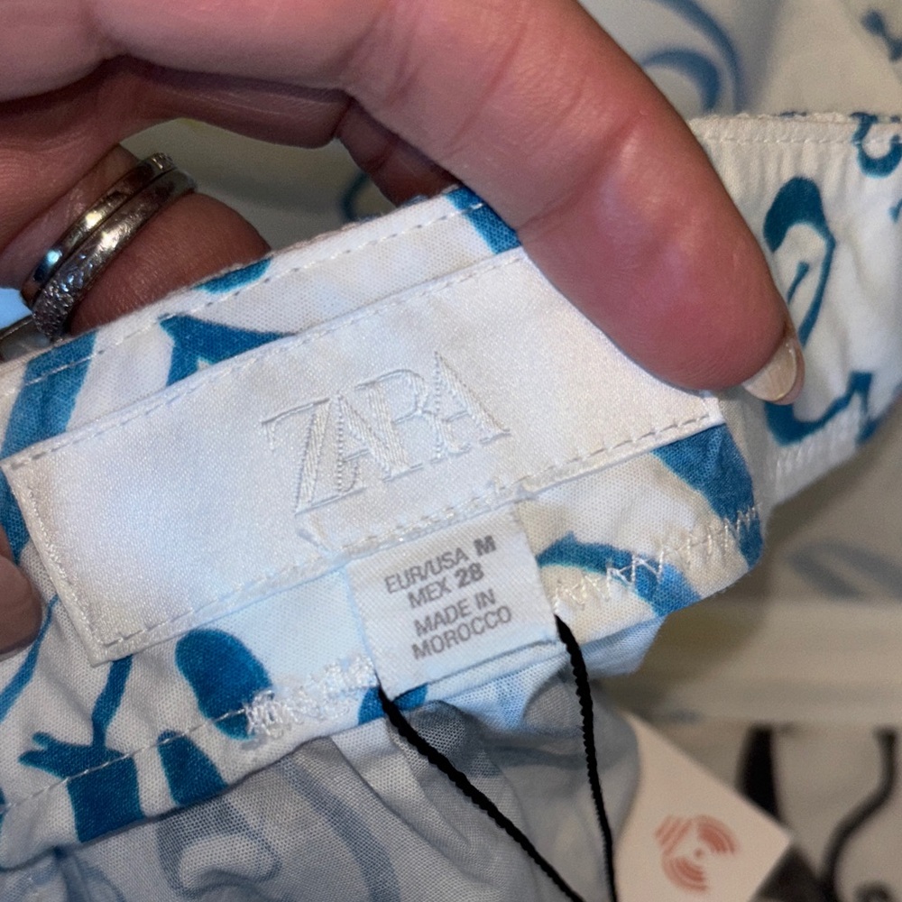 Zara Women's Blue and White Patterned Skirt Set Sz M NWT - Picture 8 of 16